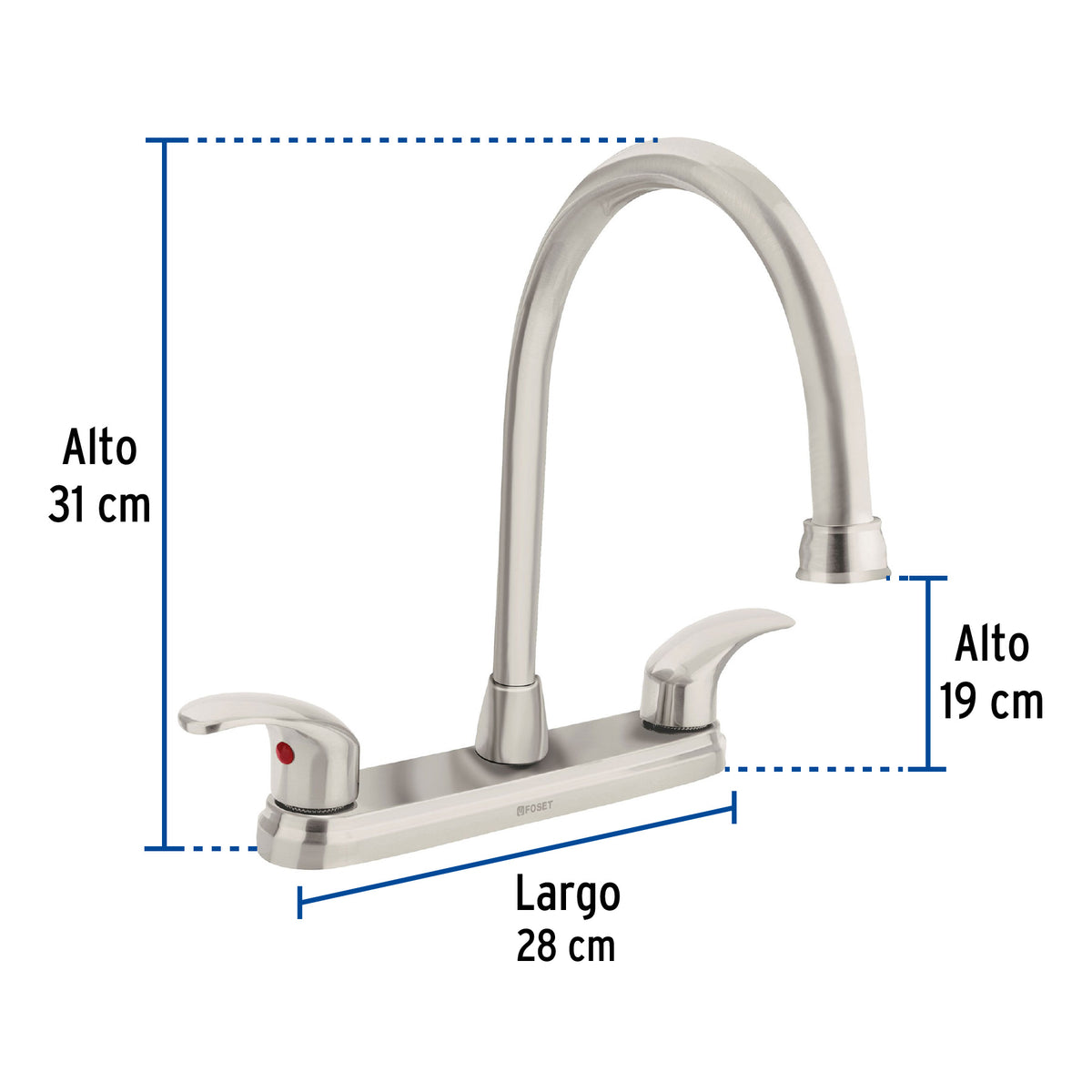 Mezcladora para fregadero, manerales palanca, satín, Aqua