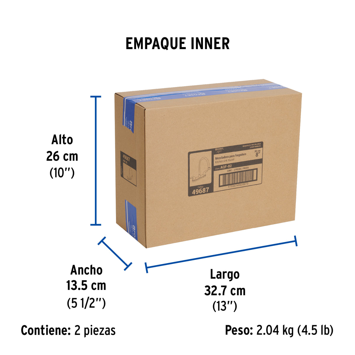 Mezcladora para fregadero, manerales palanca,acero inox.Aqua