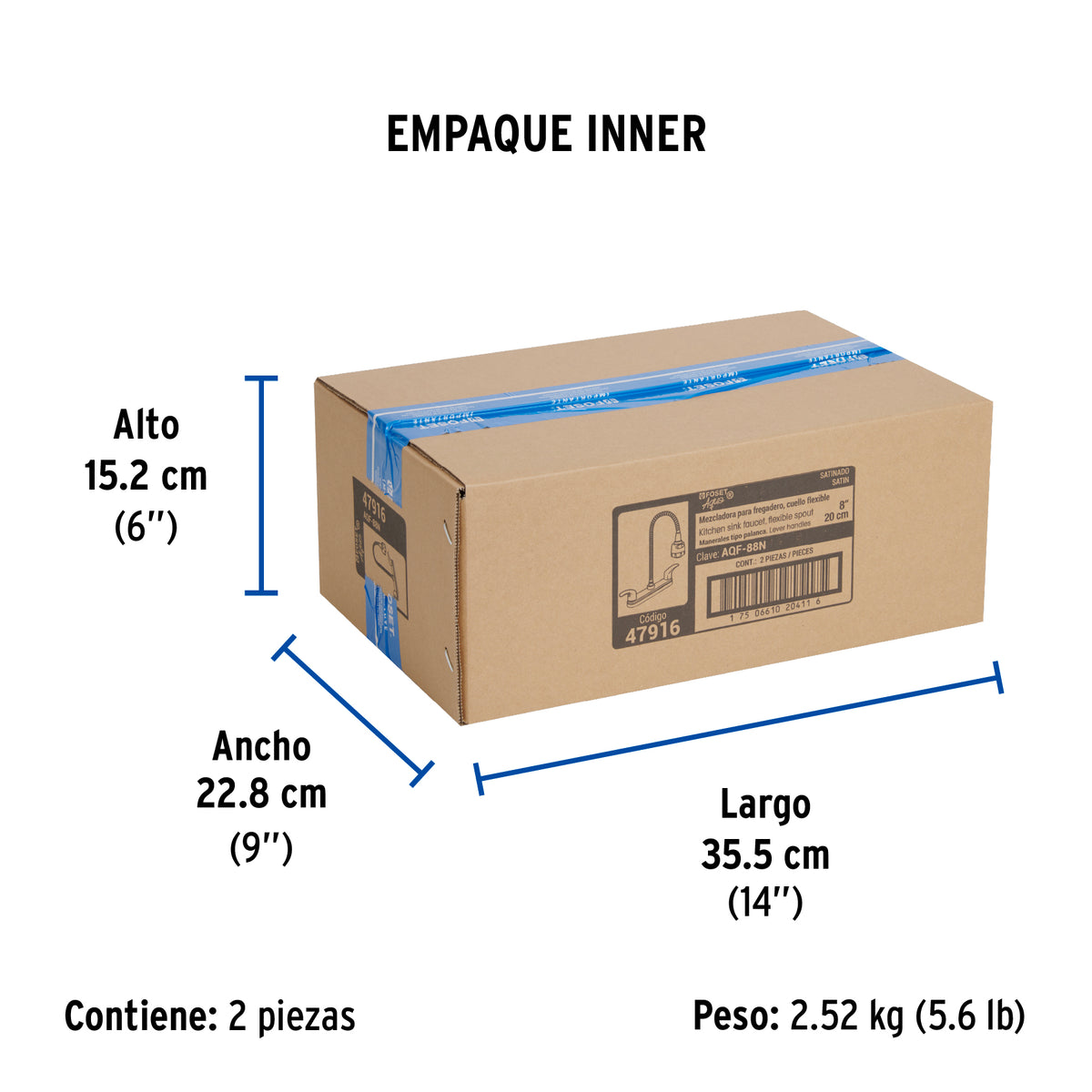 Mezcladora 8' p/fregadero, flexible, palanca, satín, Aqua