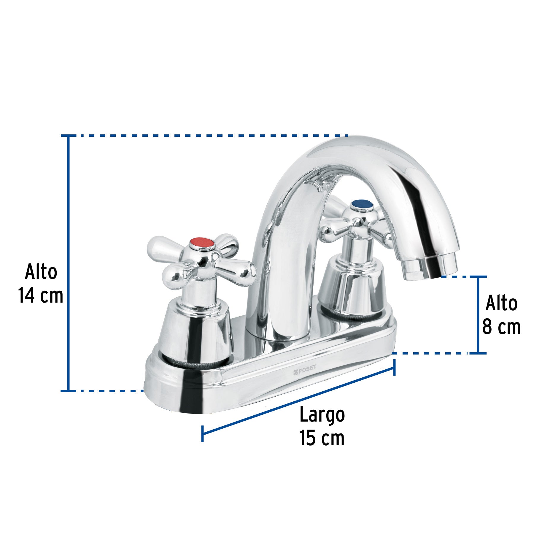 Mezcl. lavabo, manerales cruceta, cuello alto, acero, Aqua