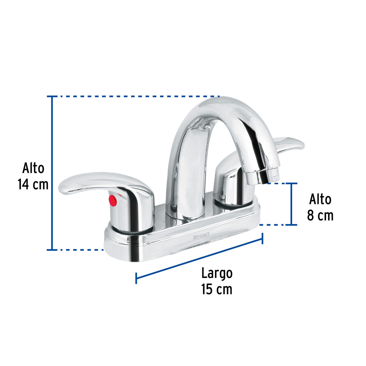 Mezcl. lavabo, manerales palanca, cuello alto, acero inox,Aq