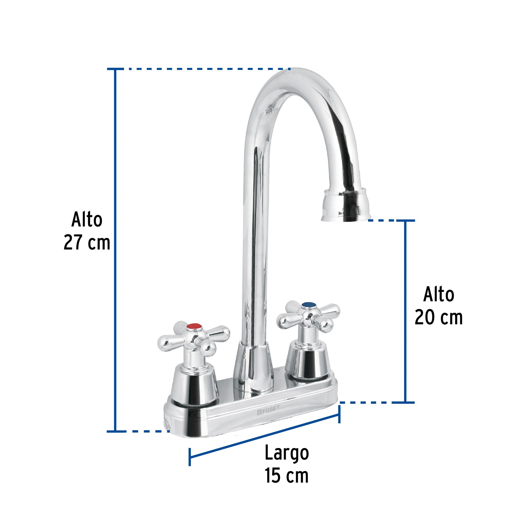 Mezcladora lavabo,tipo bar,manerales cruceta,acero inox,Aqua