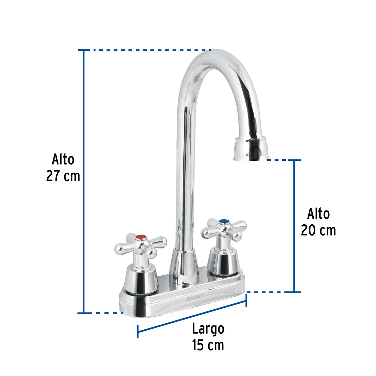 Mezcladora lavabo,tipo bar,manerales cruceta,acero inox,Aqua