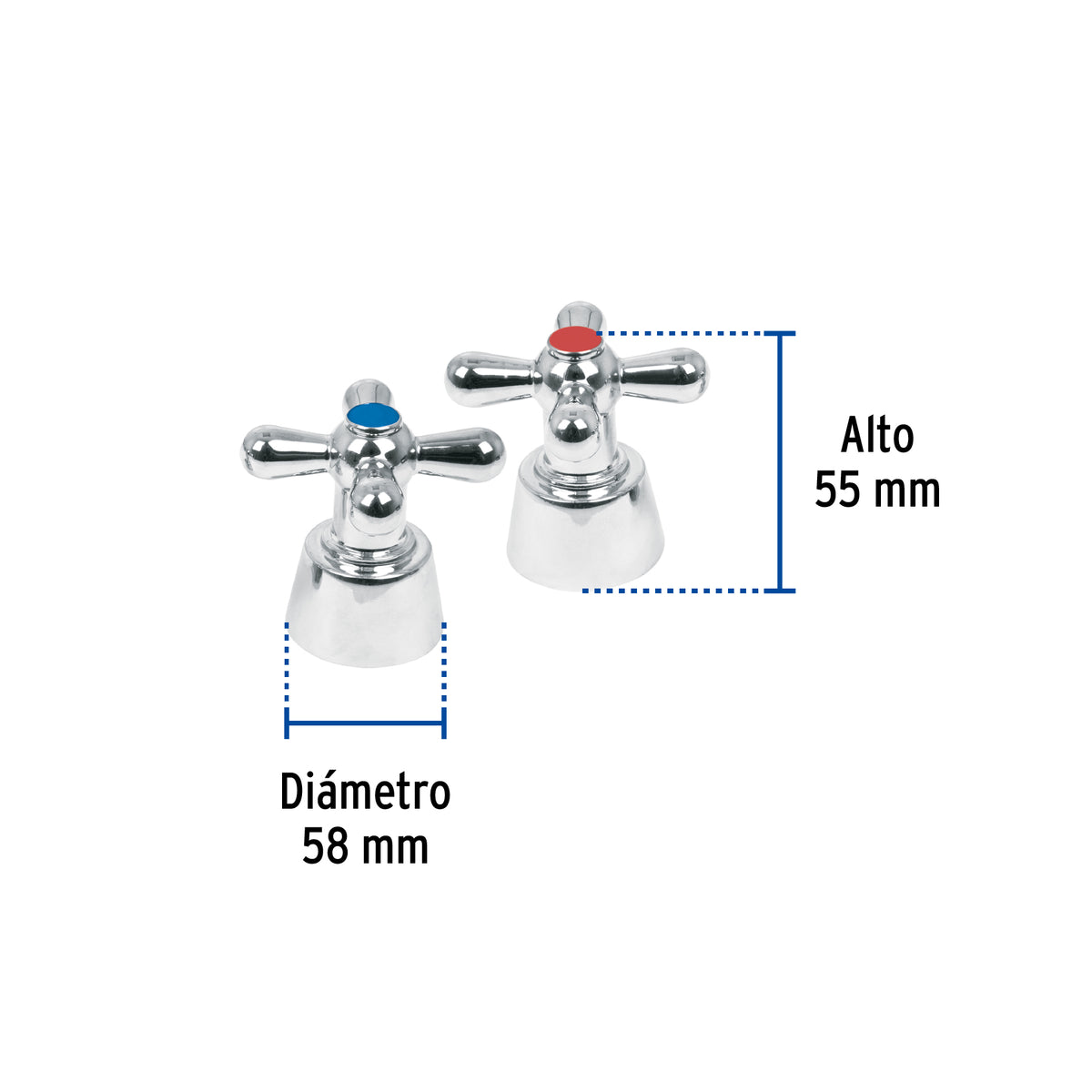 Juego 2 manerales tipo cruceta para lavabo, Aqua