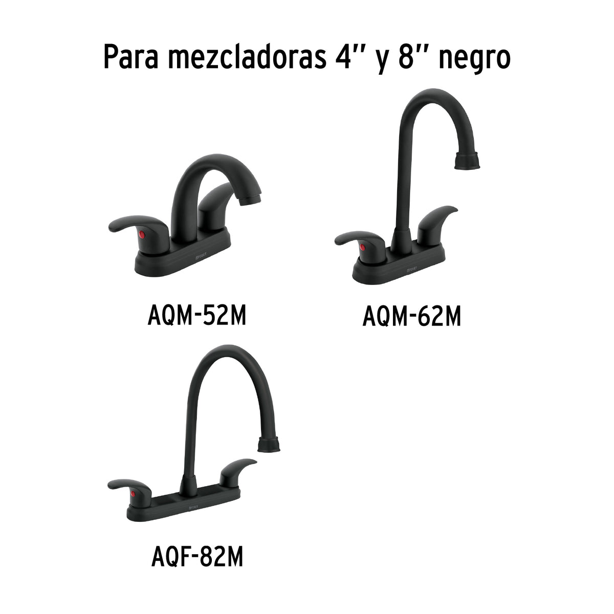 Juego de 2 manerales de palanca p/lavabo, negro mate, Aqua