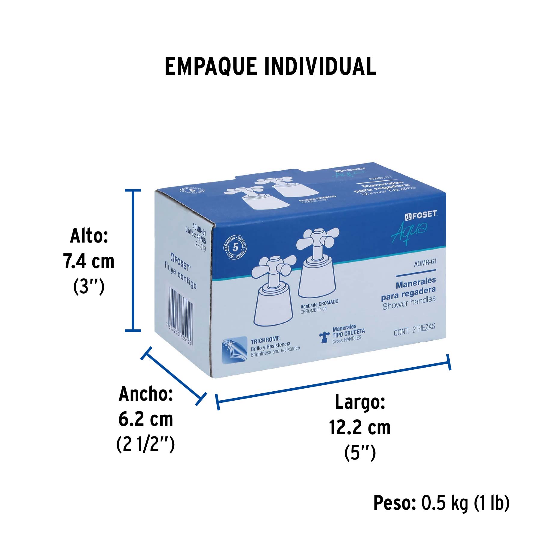 Jgo 2 piezas manerales grandes, cruceta, empotrar, Aqua