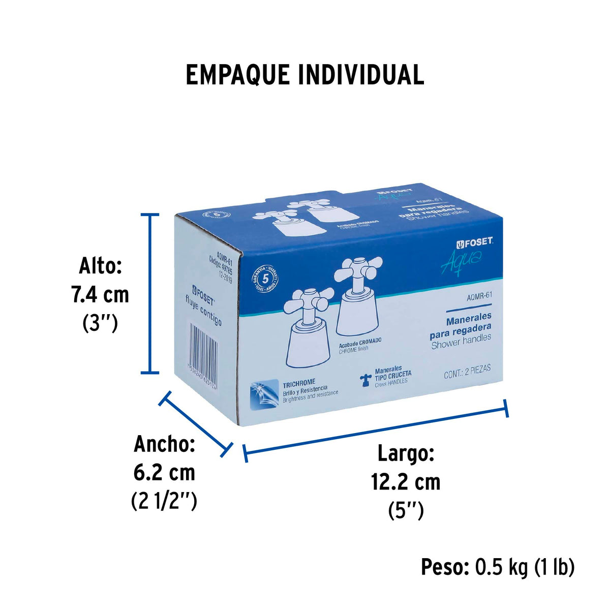 Jgo 2 piezas manerales grandes, cruceta, empotrar, Aqua