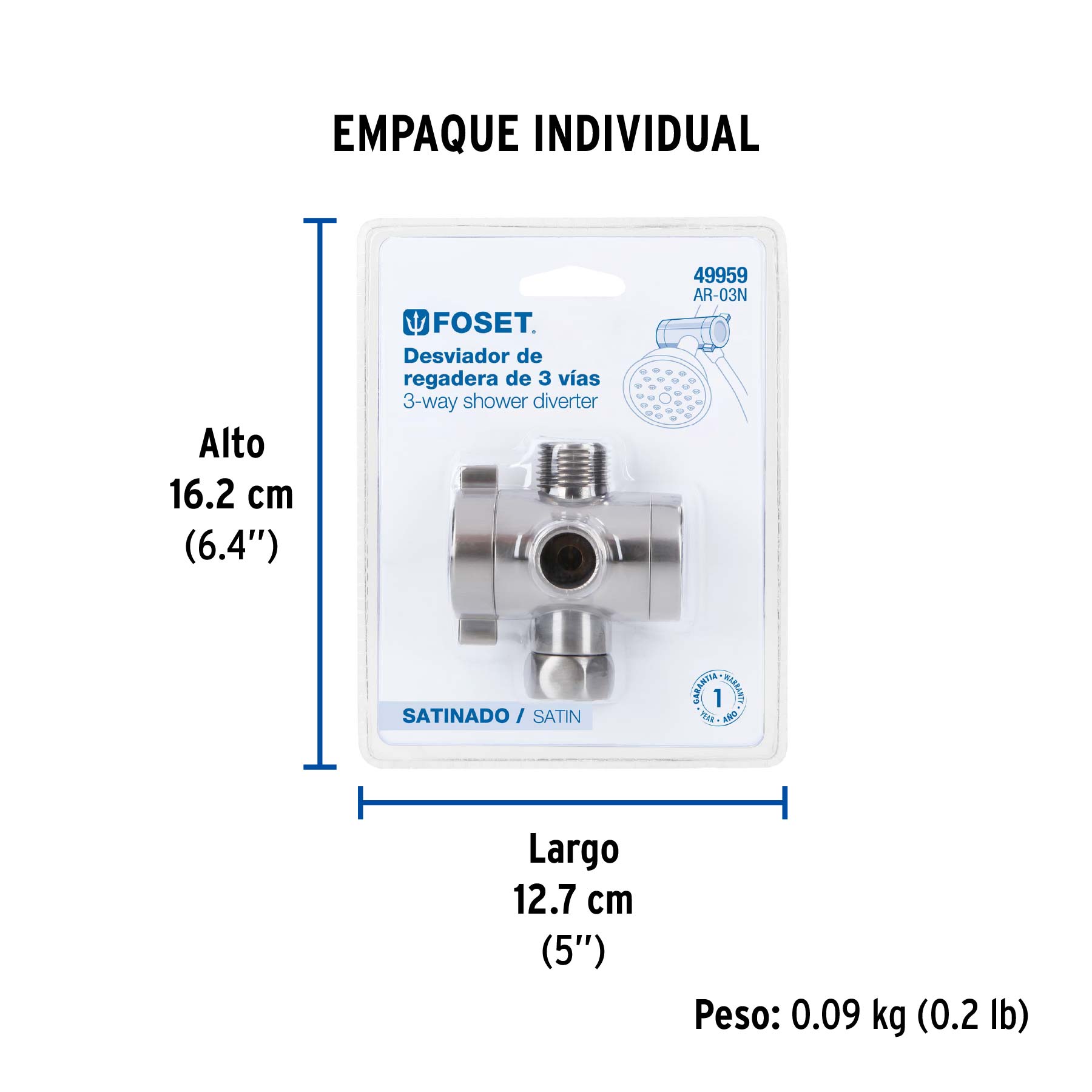 Desviador de 3 vías para brazo, satín