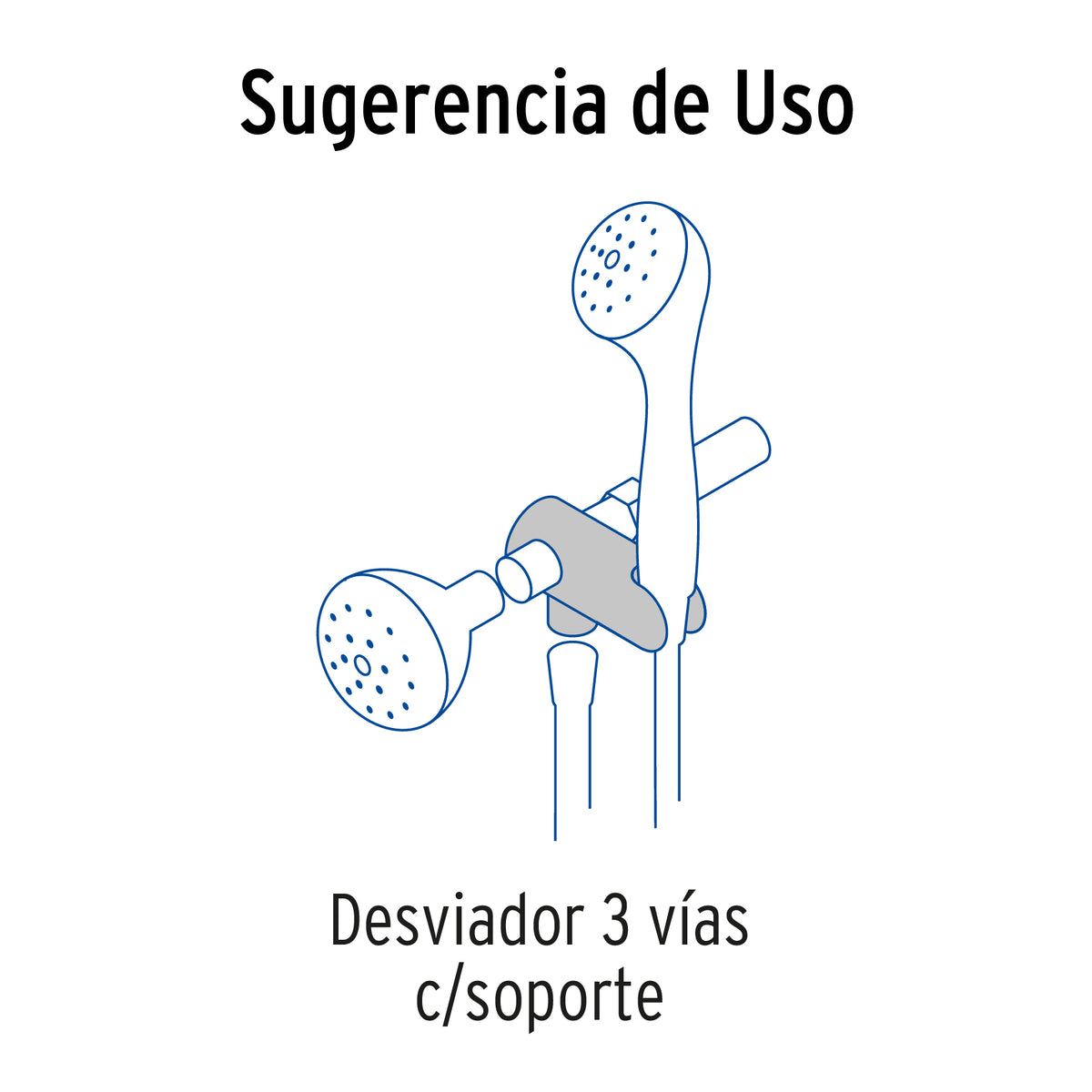 Desviador de 3 vías para brazo con soporte, satín