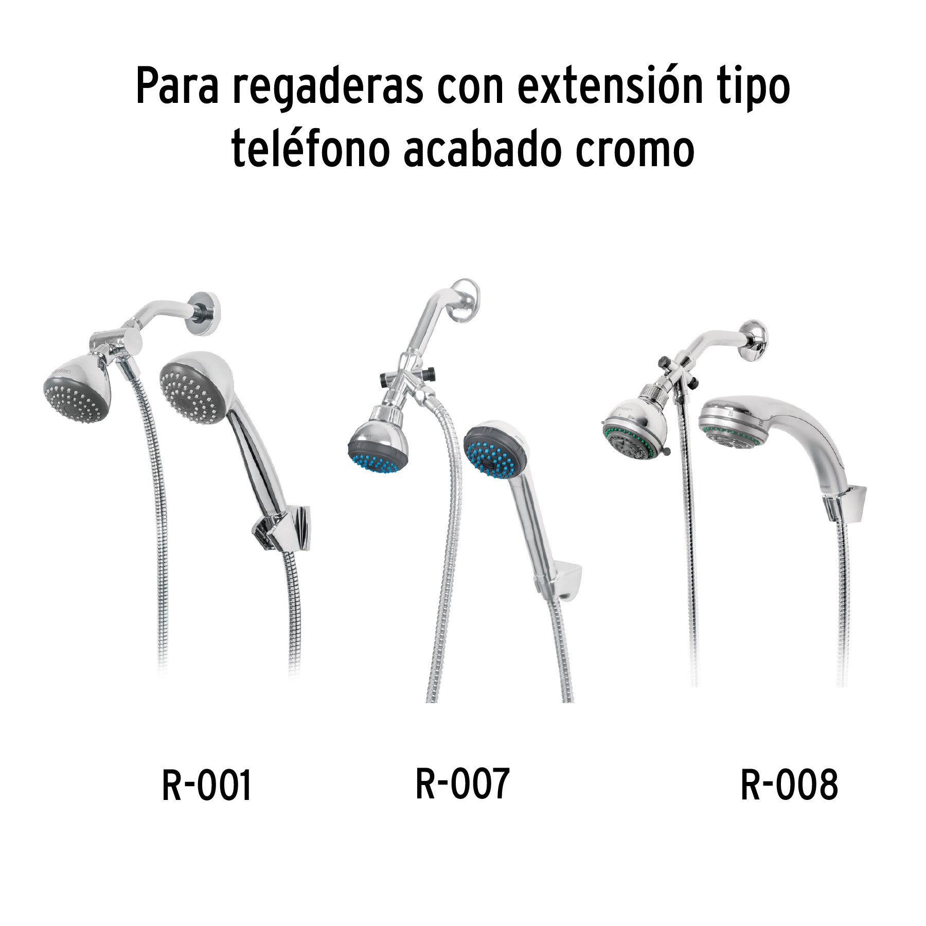 Desviador de 3 vías para brazo con soporte, cromo