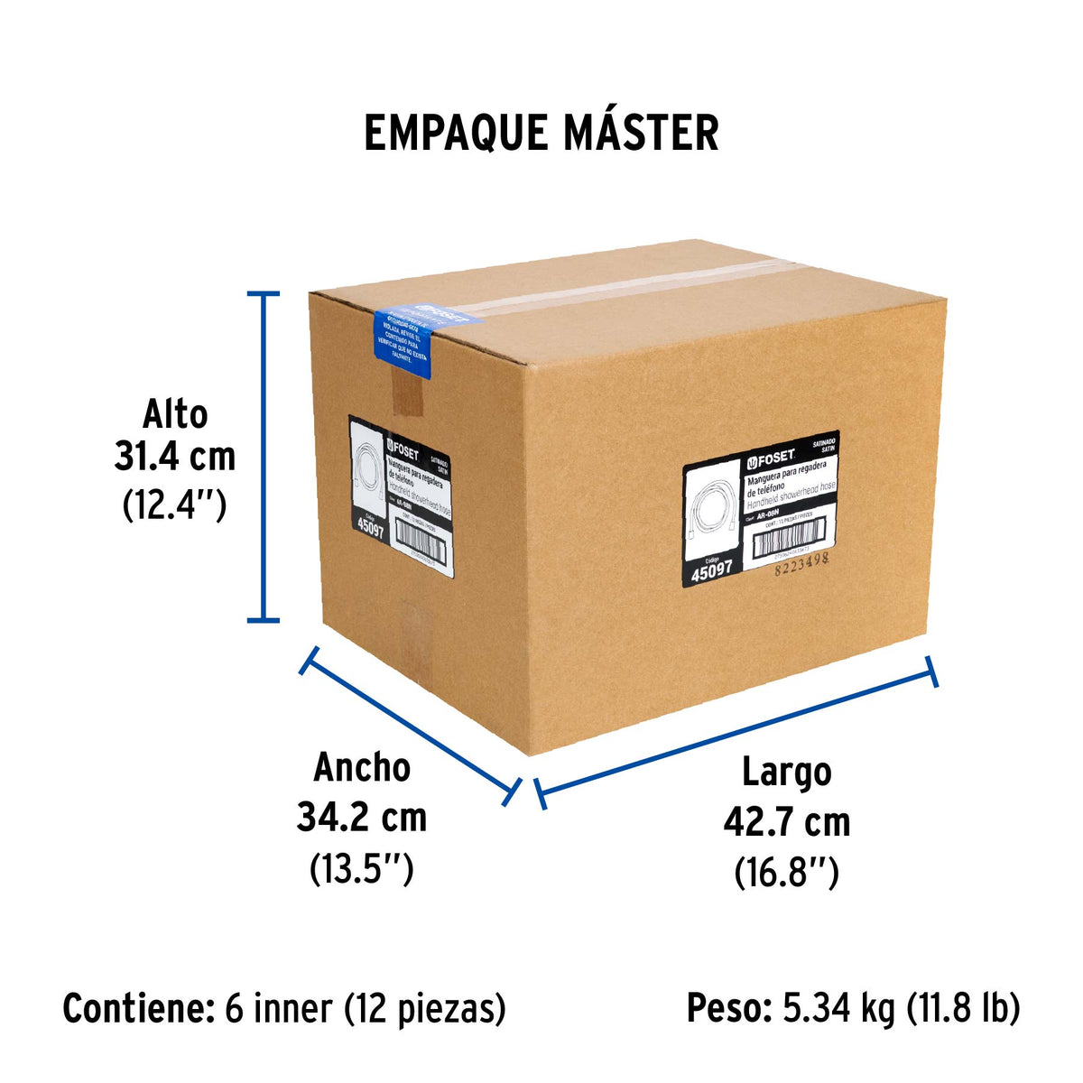Manguera lisa para regadera, manual, satinada