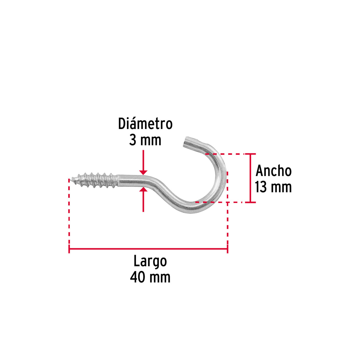 Blíster con 10 armellas abiertas de 18 x 50, Fiero