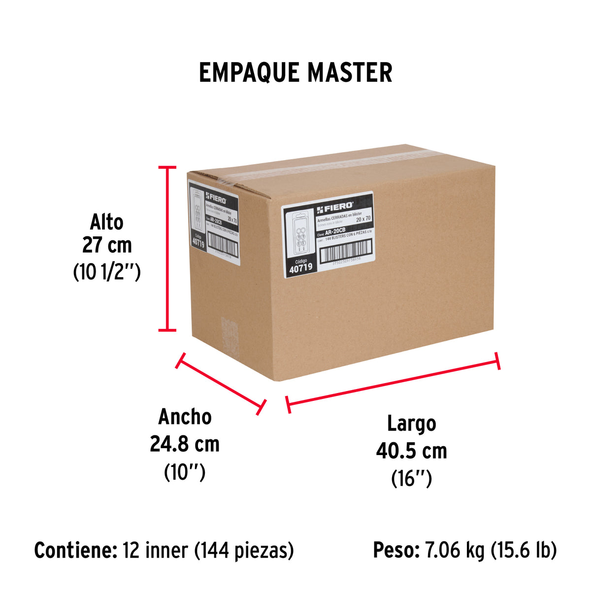 Blíster con 6 armellas cerradas de 20 x 70, Fiero