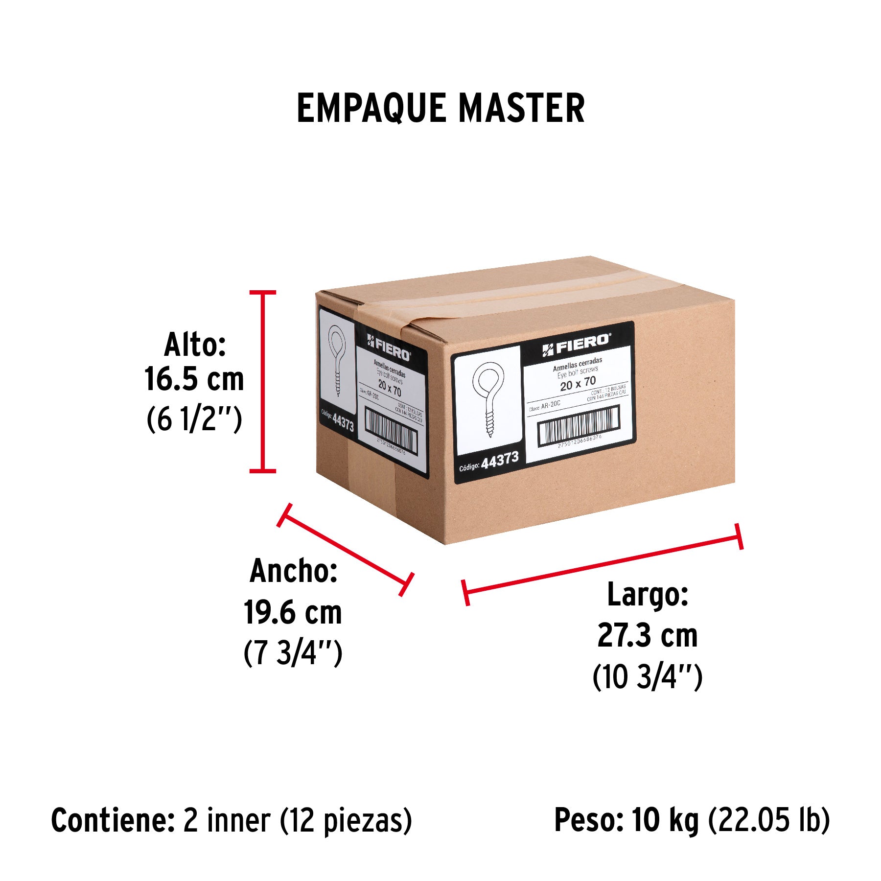 Armella 20 x 70, cerrada, caja con 144 pzas