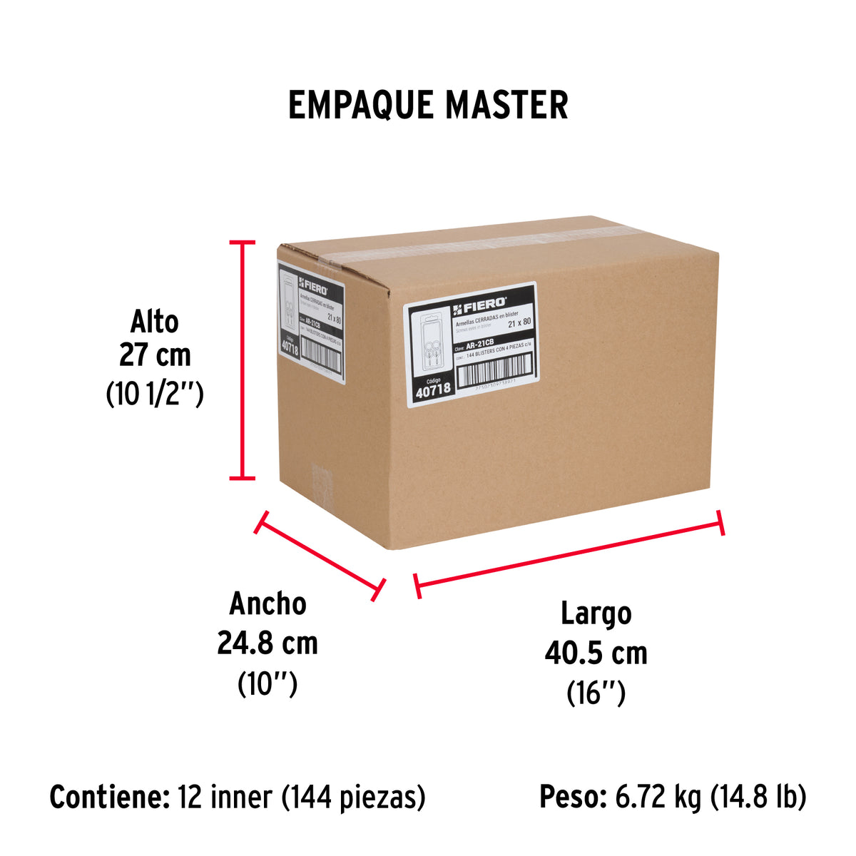 Blíster con 4 armellas cerradas de 21 x 80, Fiero