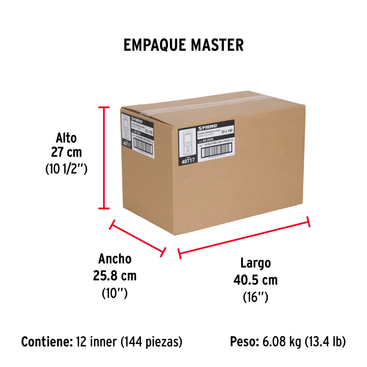 Blíster con 2 armellas cerradas de 22 x 100, Fiero