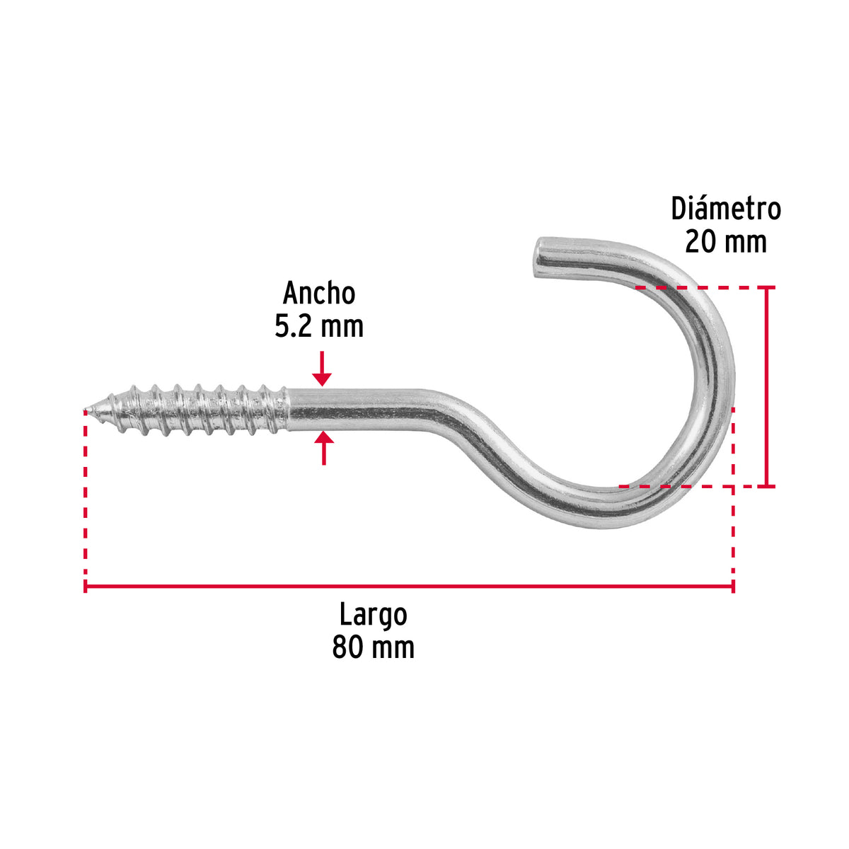 Armella 23 x 110, abierta, caja con 72 pzas