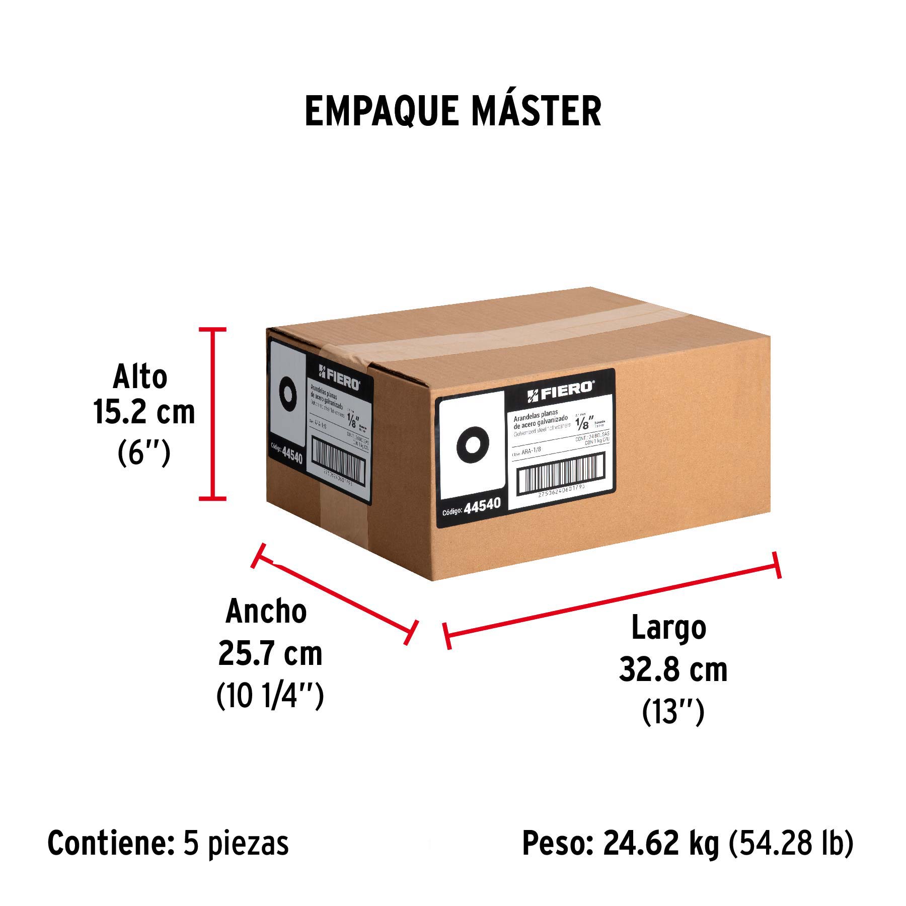 Arandela de acero galvanizado de 1/8", bolsa de 1 kg