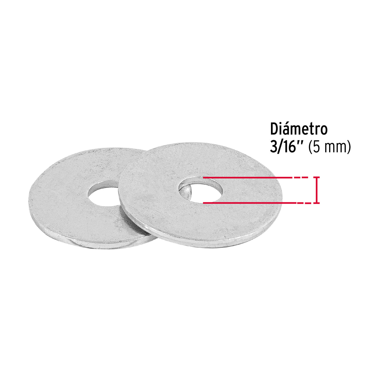 Blíster con 35 arandelas planas de 3/16', Fiero
