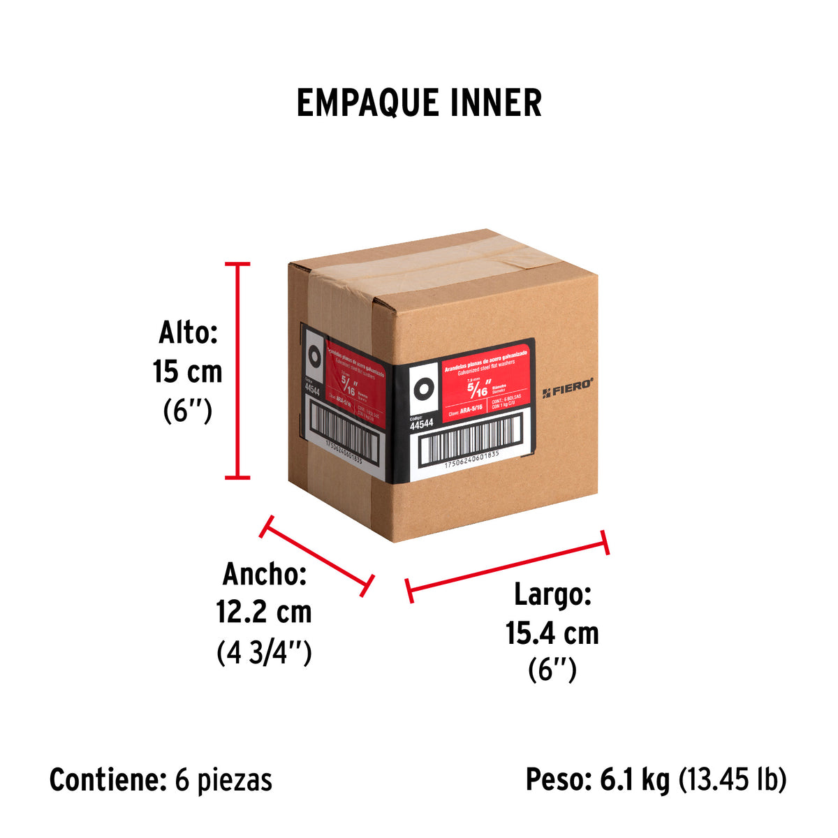 Arandela de acero galvanizado de 5/16", bolsa de 1 kg