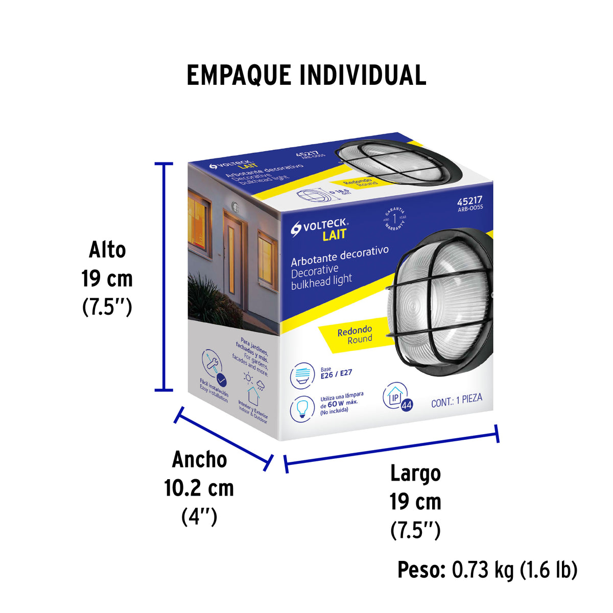 Arbotante decorativo cuerpo de ABS, lámpara no incluida