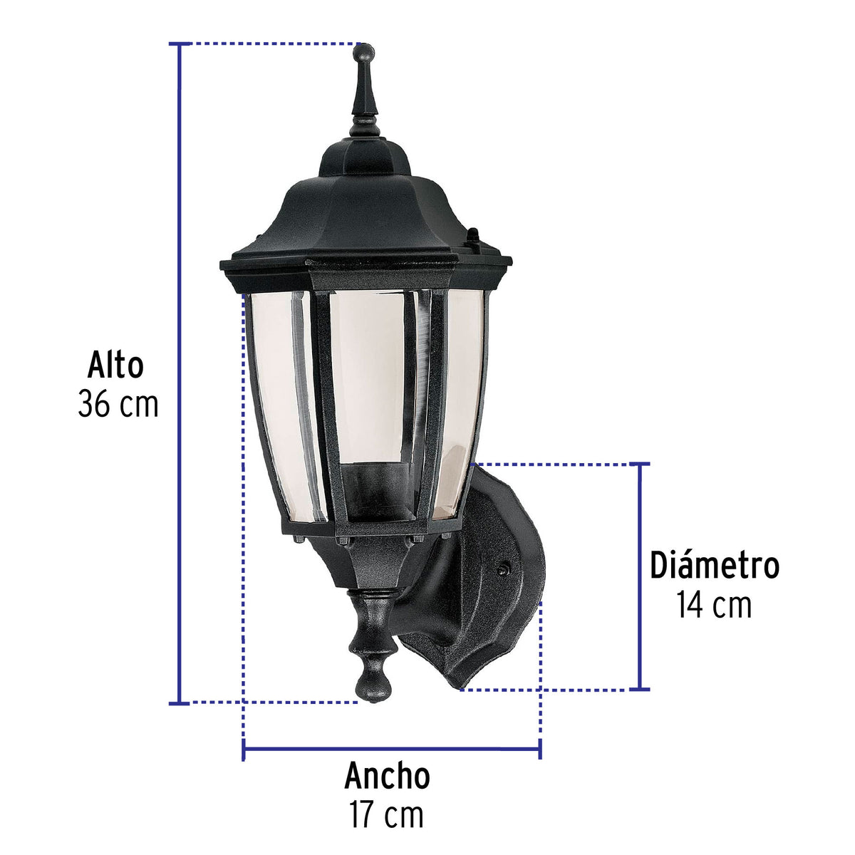 Arbotante farol soportado, negro, 1XE26