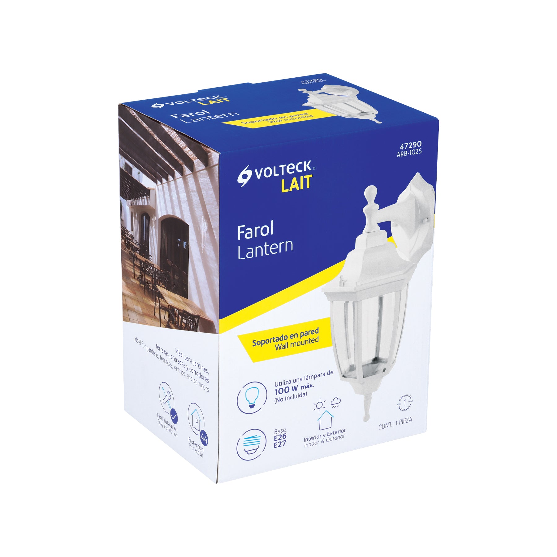 Arbotante farol suspendido, blanco, 1XE26