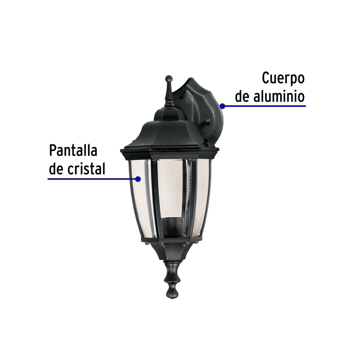 Arbotante farol suspendido, negro, 1XE26