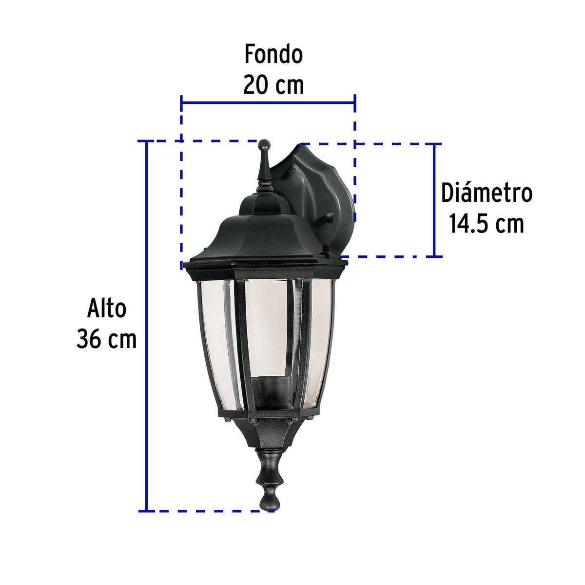 Arbotante farol suspendido, negro, 1XE26