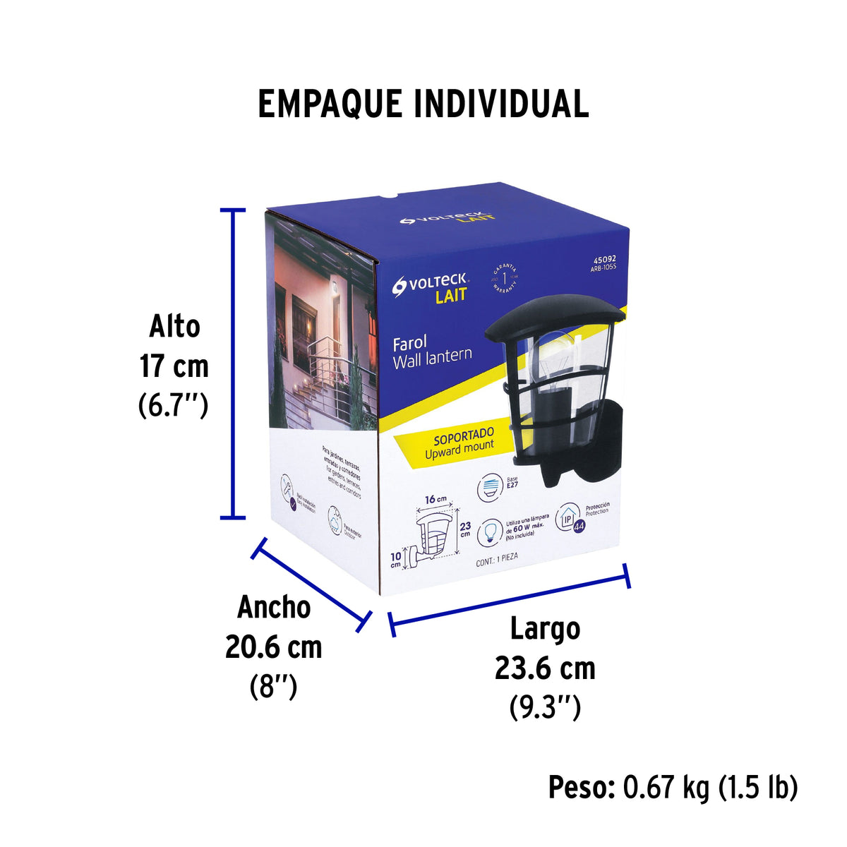 Arbotante farol suspendido,diseño moderno,lámpara no incluida