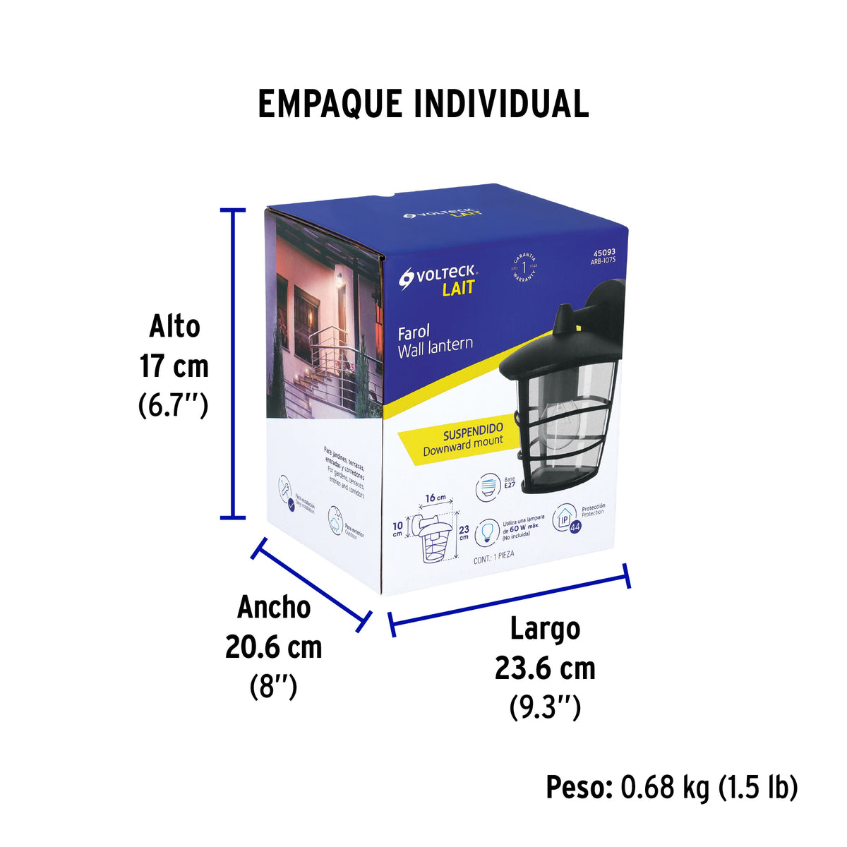 Arbotante farol soportado,diseño moderno,lámpara no incluida