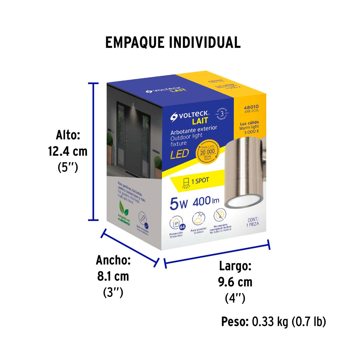Arbotante exterior de acento, 1 spot, LED, 5 W