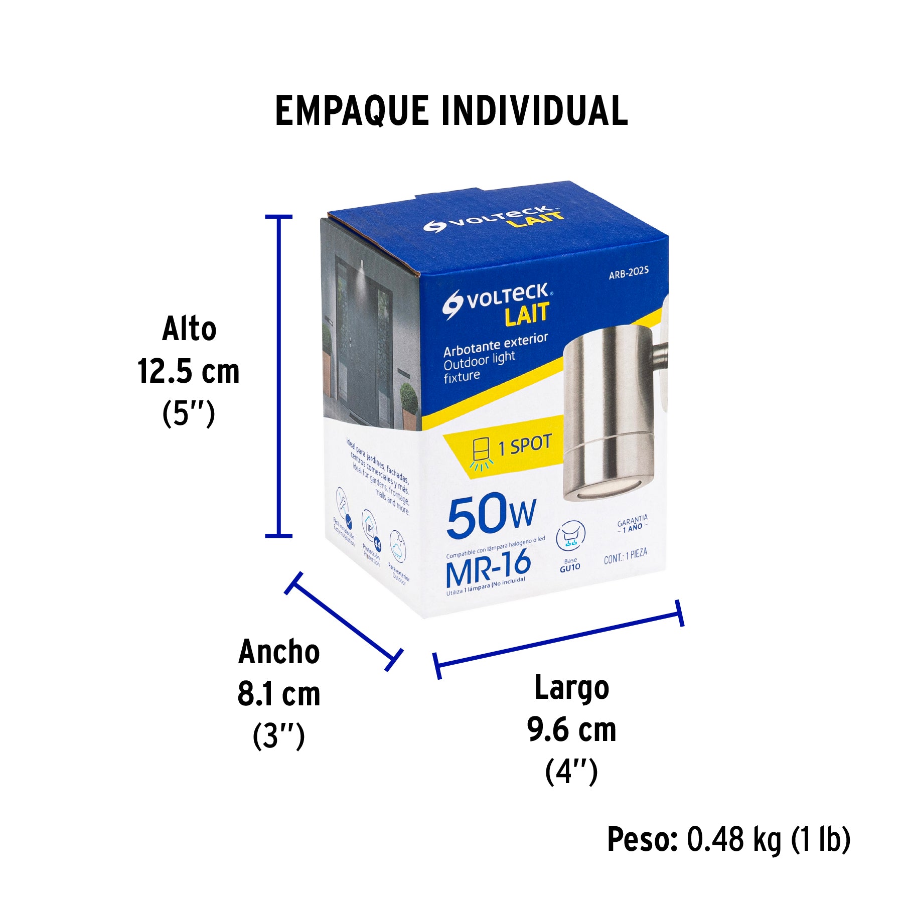 Arbotante exterior de acento, 1 spot, MR16GU10, 50 W
