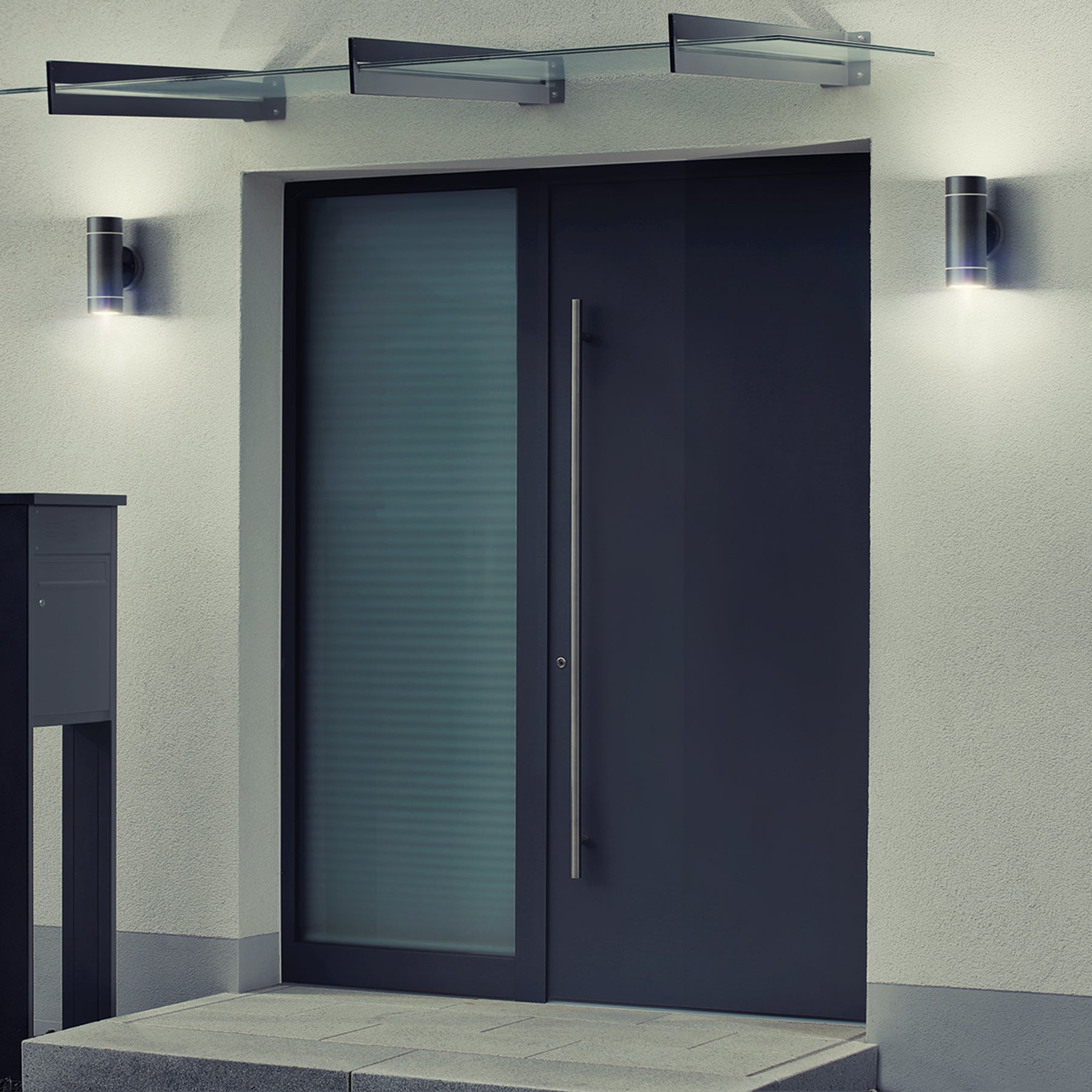 Arbotante exterior, cilíndrico, spot, 2xMR16GU10, negro