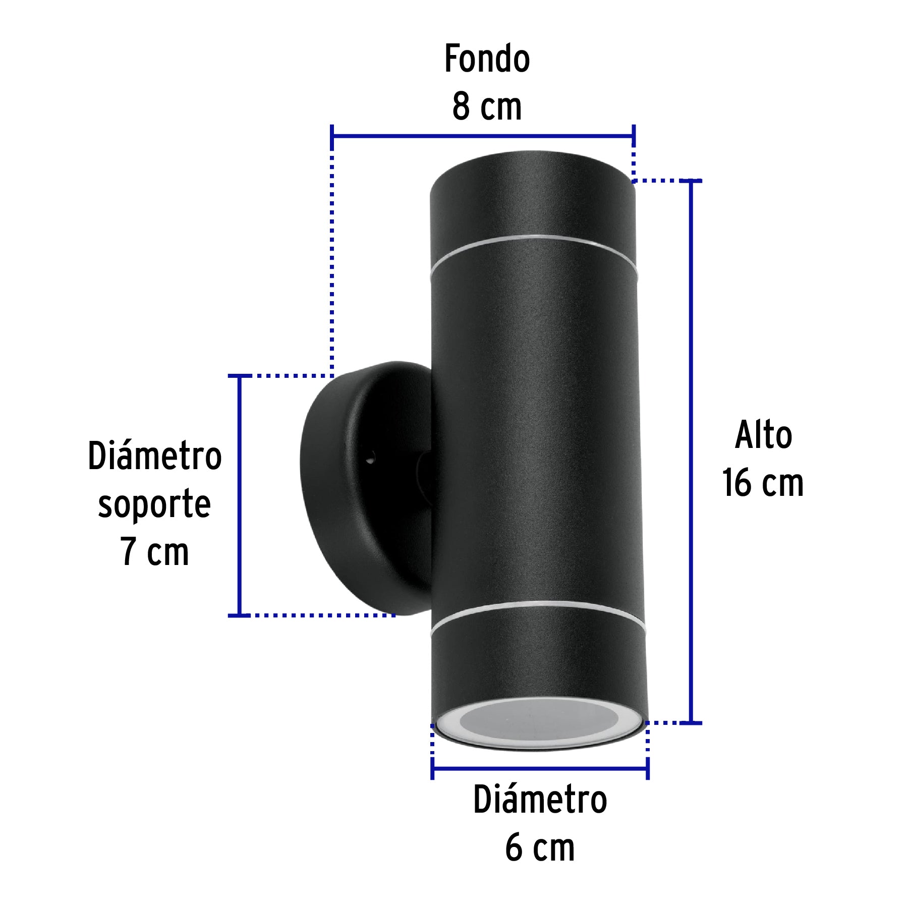 Arbotante exterior, cilíndrico, spot, 2xMR16GU10, negro