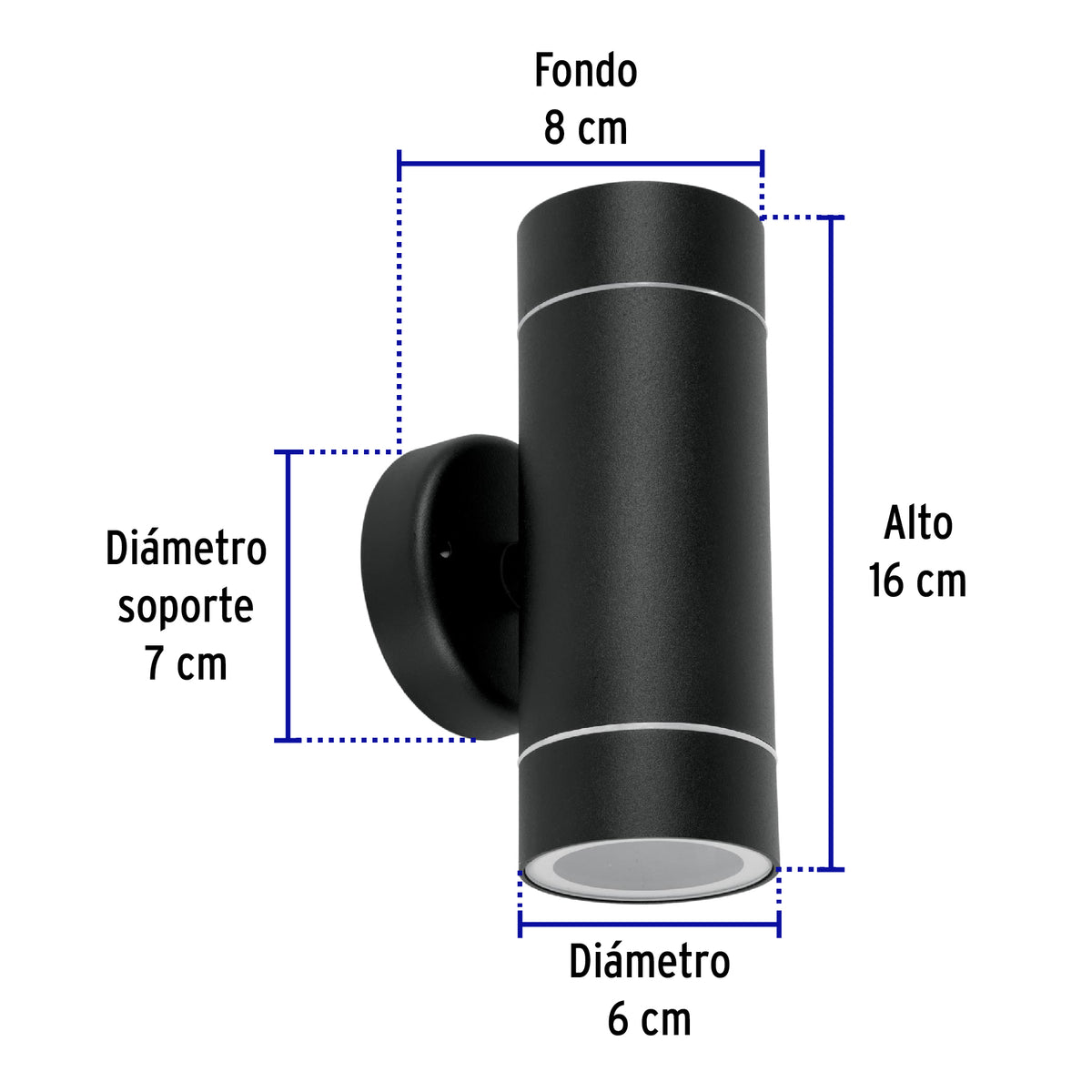 Arbotante exterior, cilíndrico, spot, 2xMR16GU10, negro