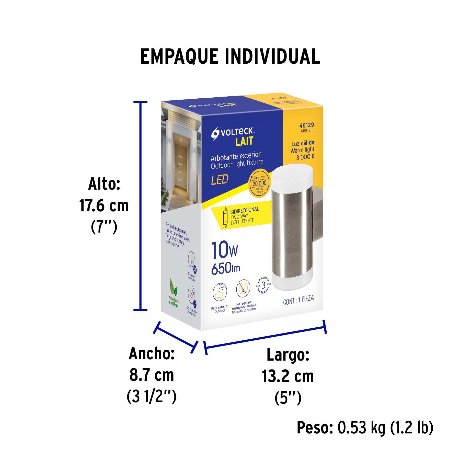 Arbotante decorativo de LED, 2 spots, 10 W, 650 lm