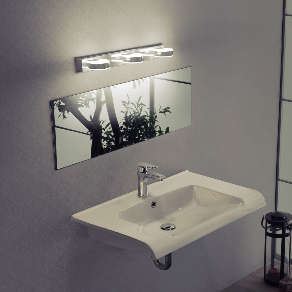 Arbotante decorativo, triple, cromado, 9 W, LED