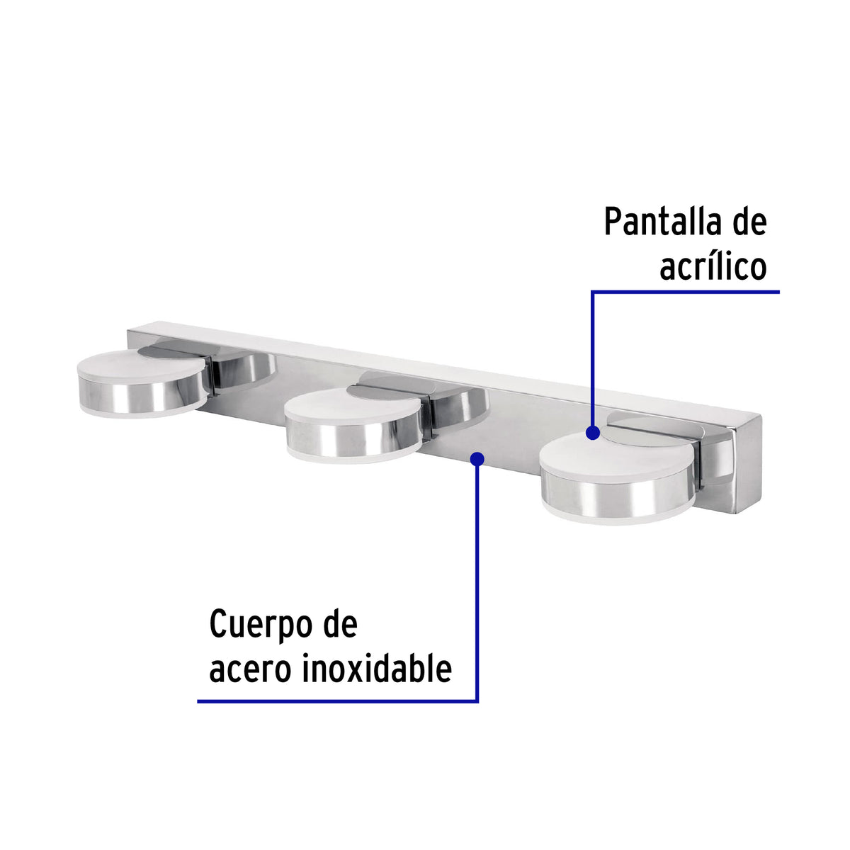 Arbotante decorativo, triple, cromado, 9 W, LED