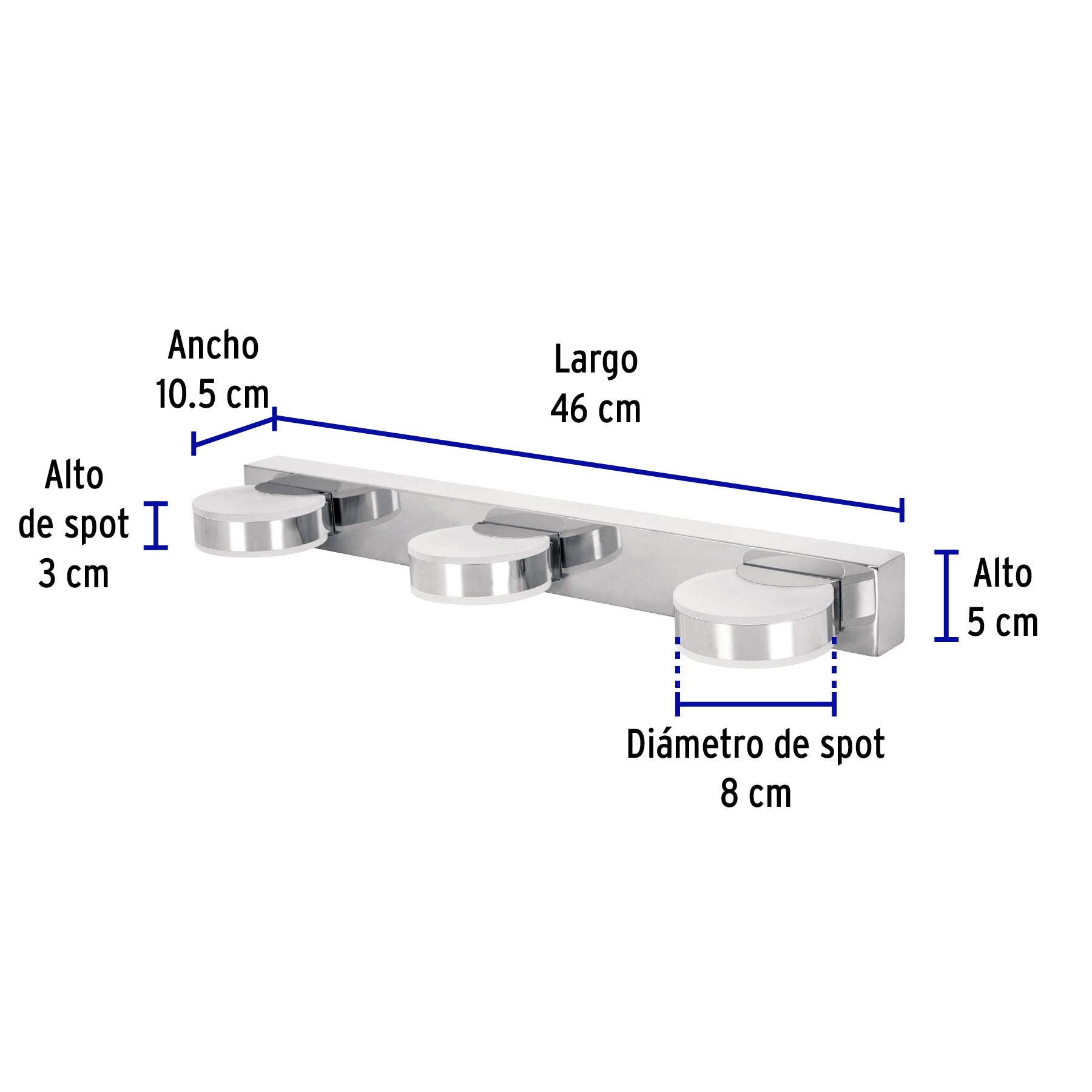 Arbotante decorativo, triple, cromado, 9 W, LED