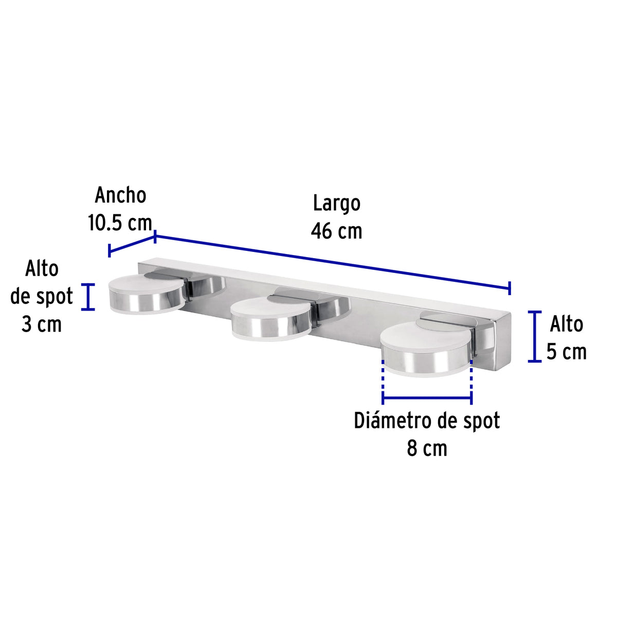 Arbotante decorativo, triple, cromado, 9 W, LED