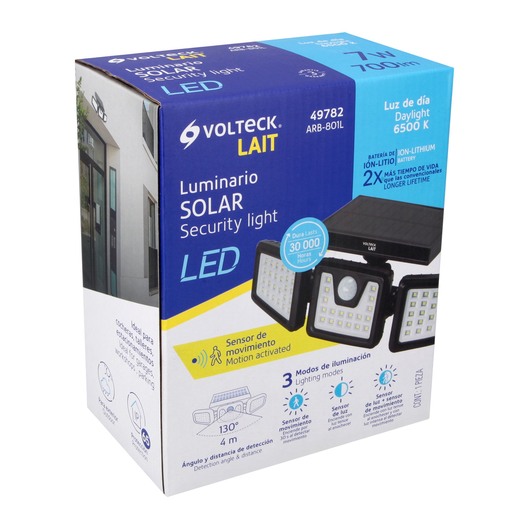 Luminario Solar LED 8 W con sensor de movimiento, Volteck