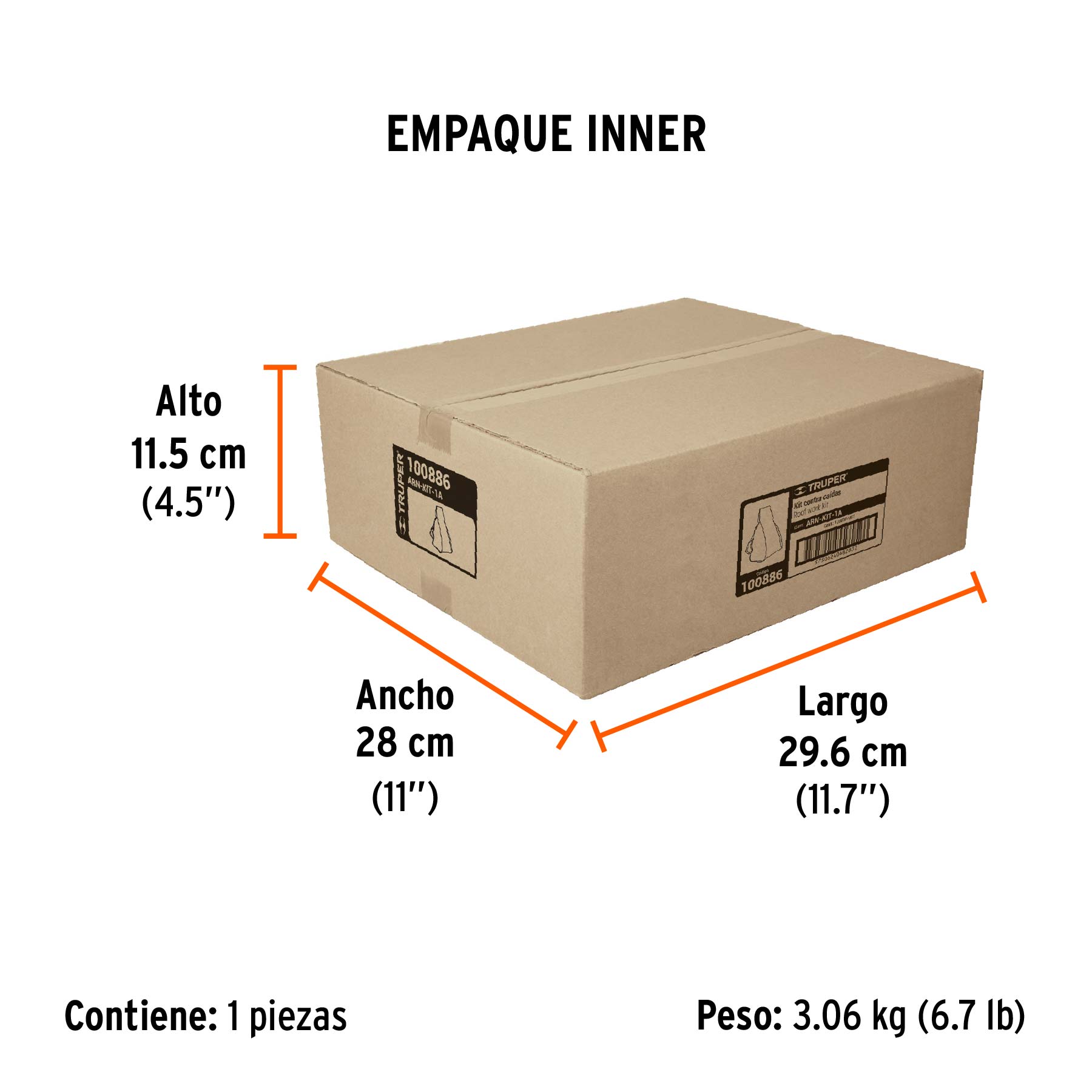 Kit contra caídas, arnés de un anillo, ANSI