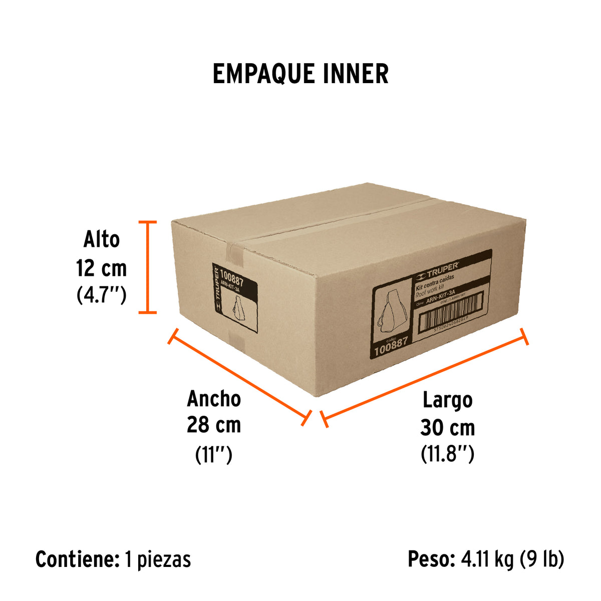Kit contra caídas con arnés de tres anillos, ANSI, TRUPER