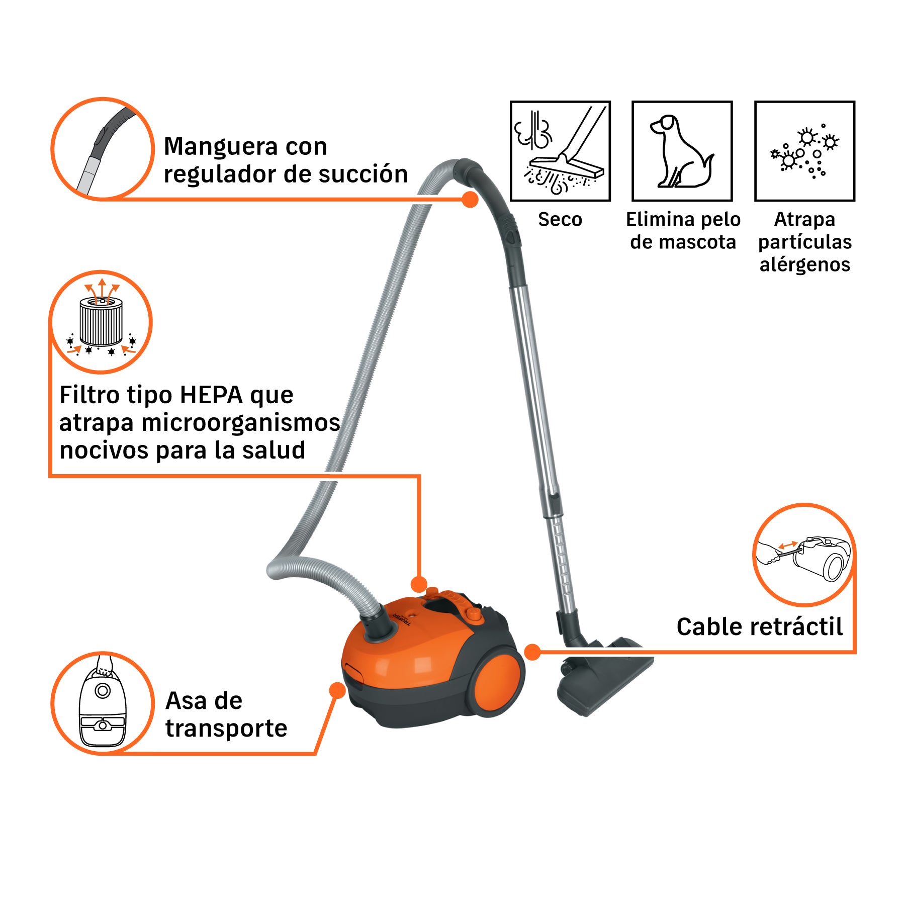 Aspiradora canister 1.2 L, Truper