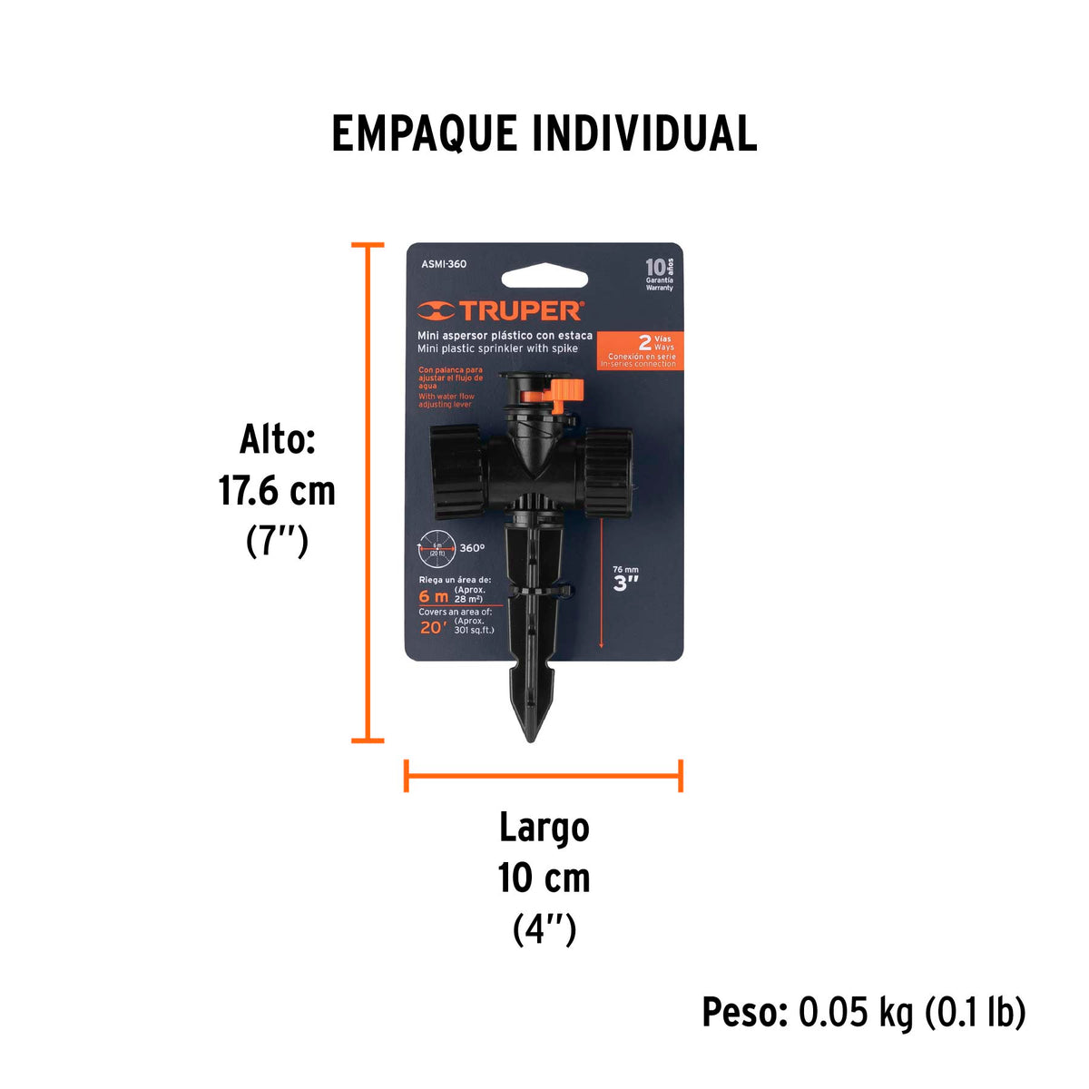 Aspersor mini de plástico, irrigación 360°