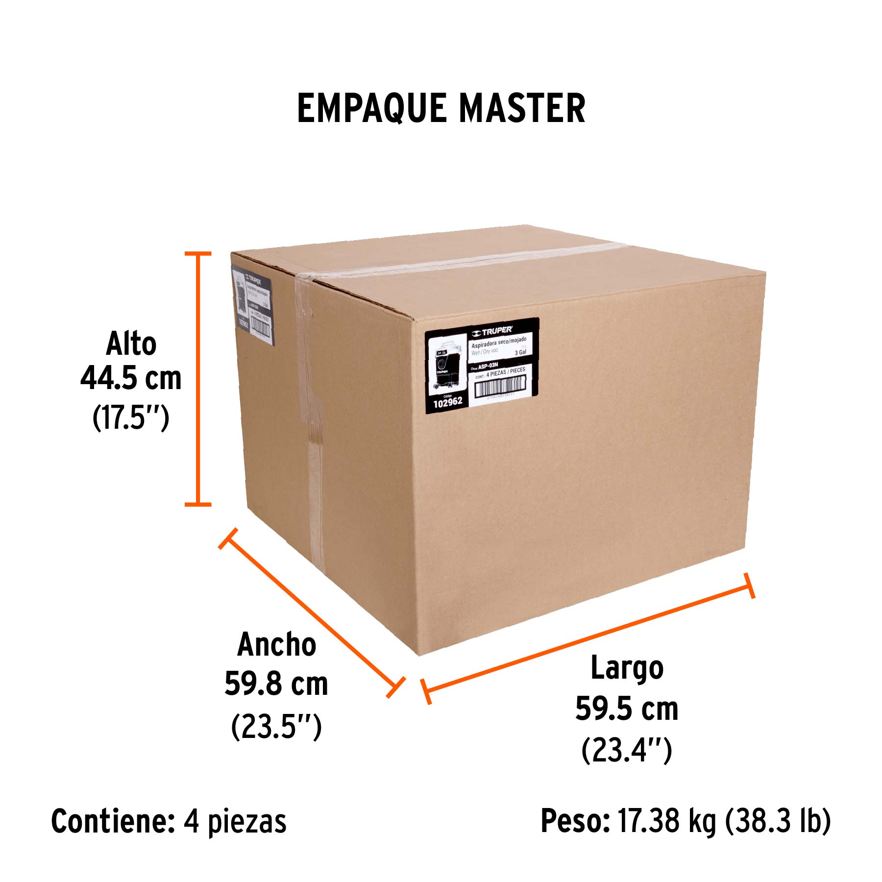 Aspiradora de sólidos y líquidos, 3 gal, plástica, negra