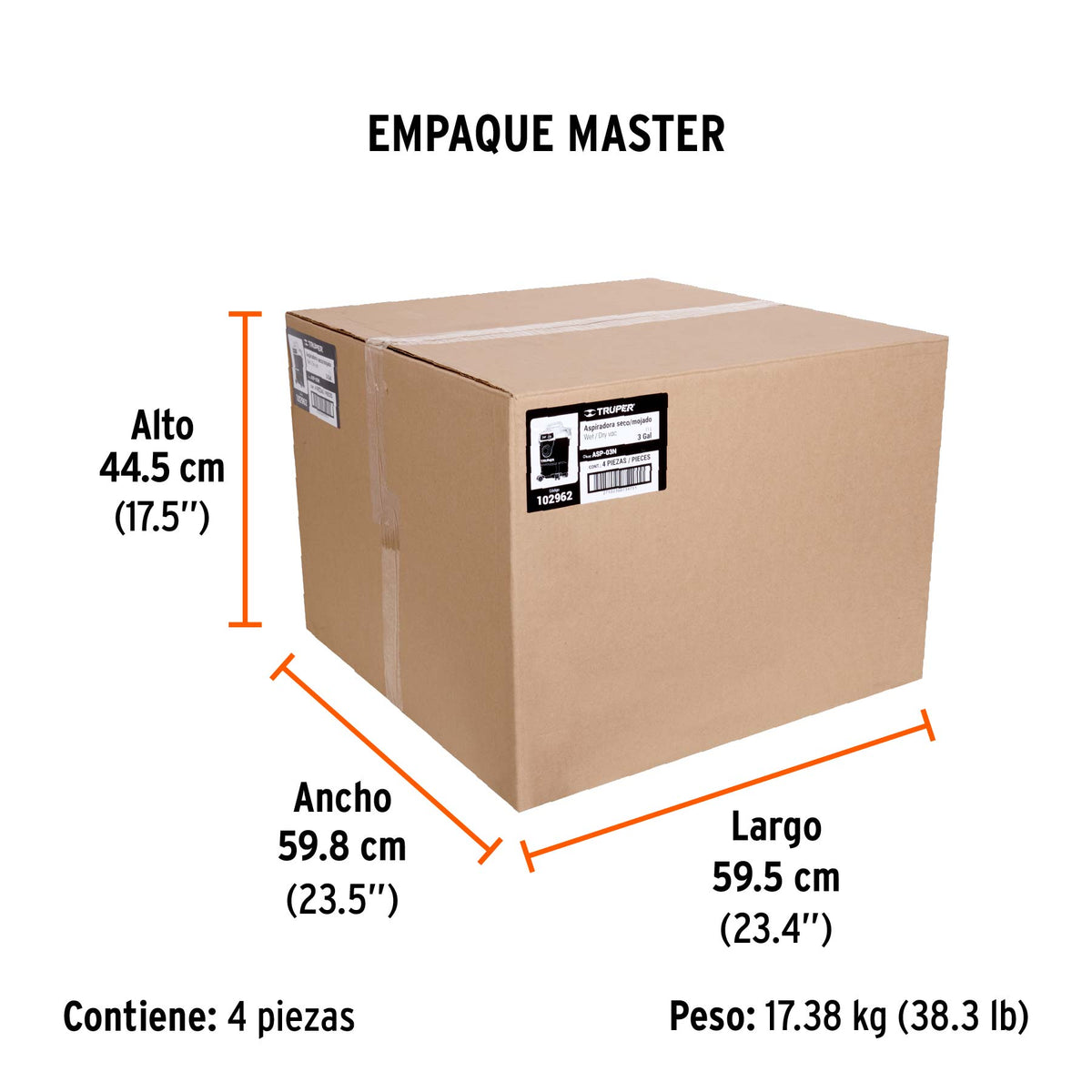 Aspiradora de sólidos y líquidos, 3 gal, plástica, negra