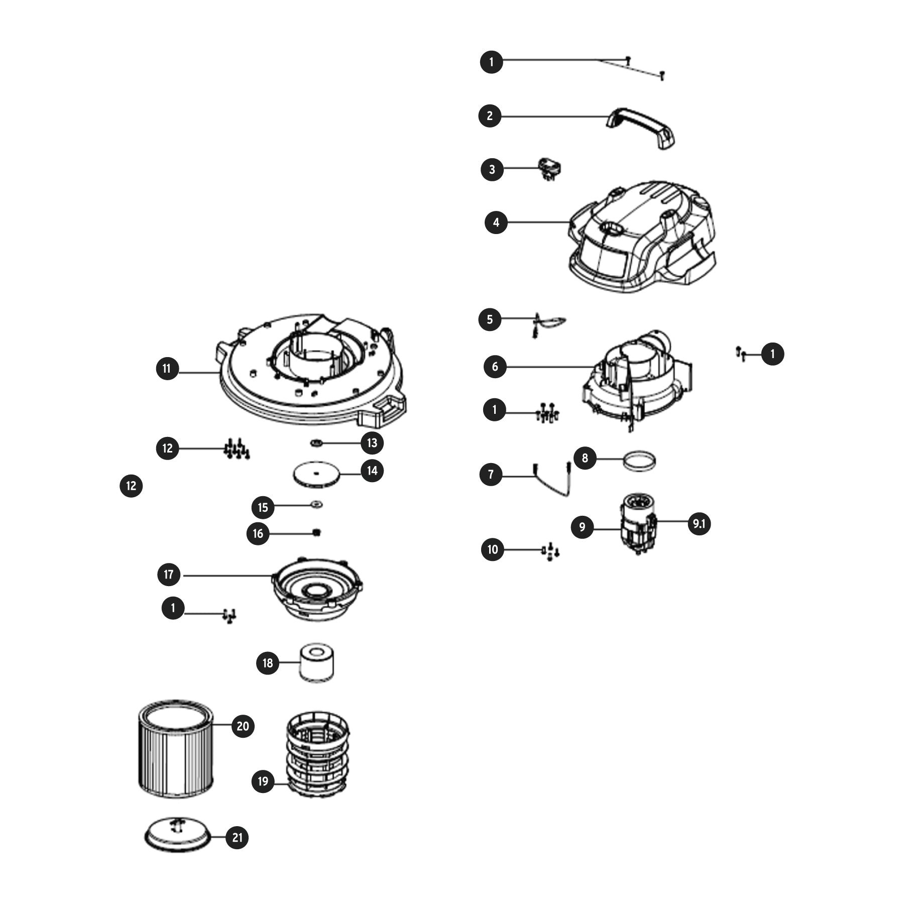 Aspiradora de sólidos y líquidos de 12 gal, plástica