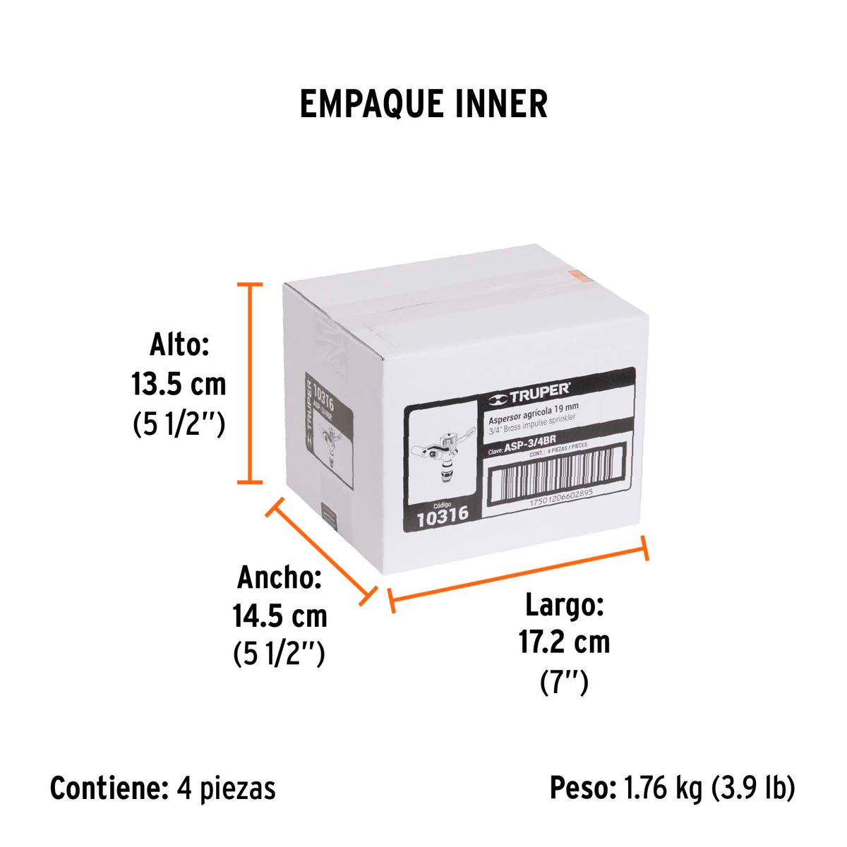 Aspersor agrícola 3/4", fundido en latón